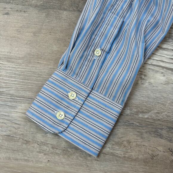 NWT Burberrys of London Dress Shirt Blue Stripe 15.5 35 Made in USA Vintage - Picture 4 of 9